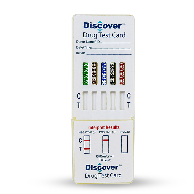 Discover - 5 Panel Dip Card <span style='font-size:14px; color:#7d7d7d;'><br>THC/COC/OPI/mAMP/OXY)</span><br> <span style='color:red;'>EXP: 2-28-2021</span>